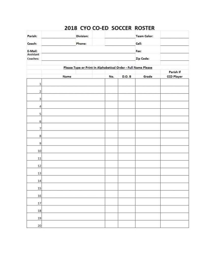 49 Printable Soccer Roster Templates Soccer Lineup Sheets ᐅ