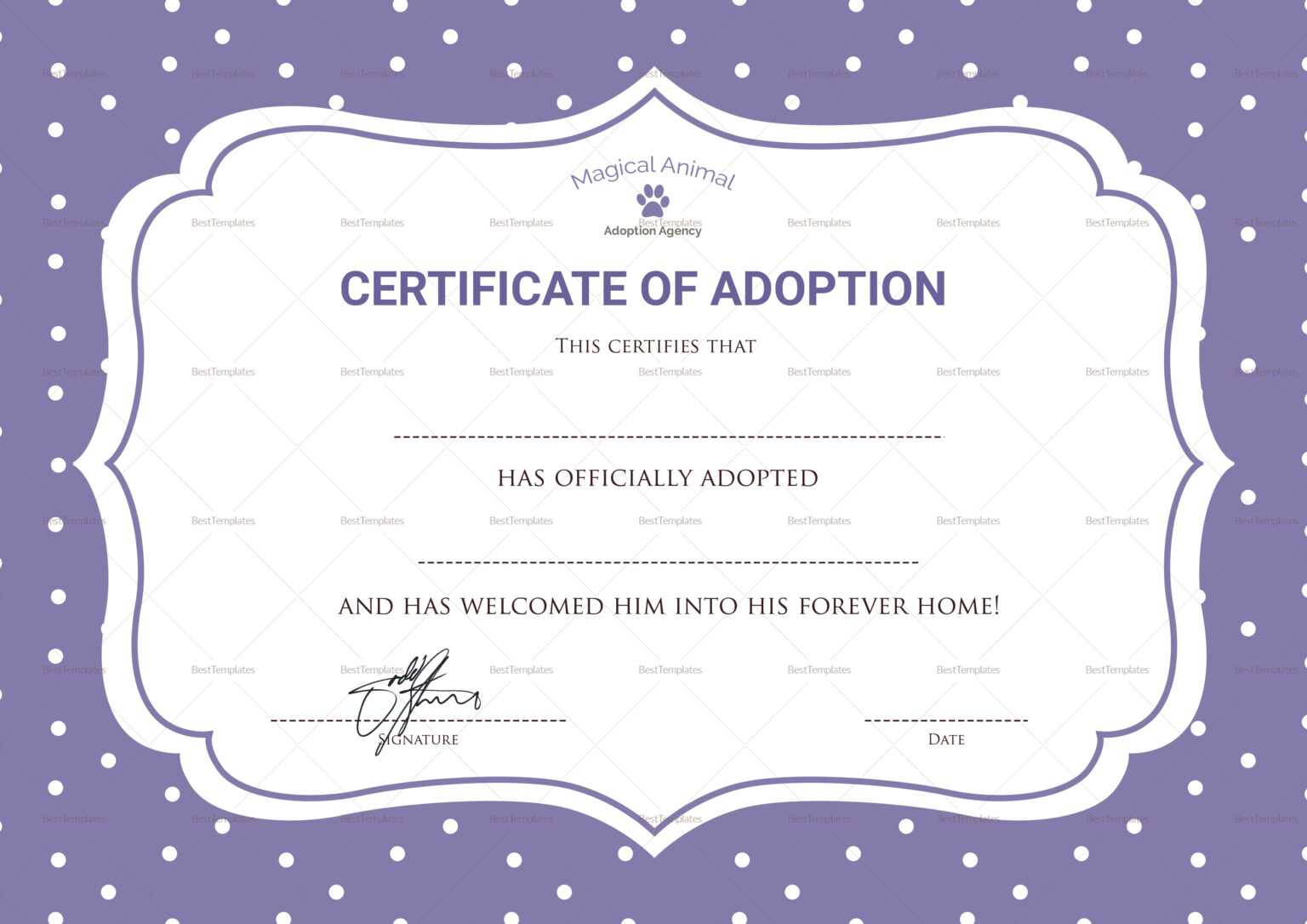 Official Adoption Certificate Template Inside Blank Adoption