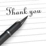 0914 Thank You Note On Paper With Pen Stock Photo Throughout Powerpoint Thank You Card Template
