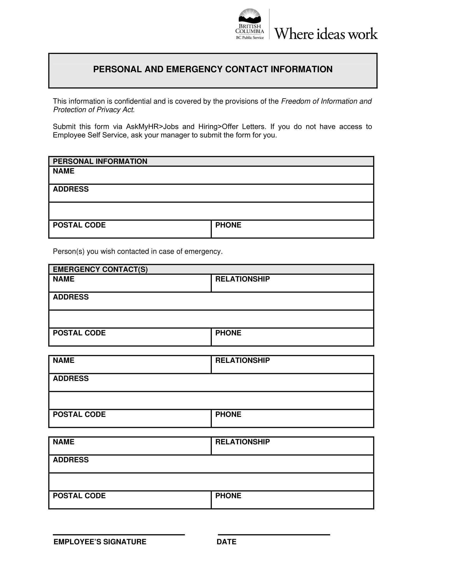 10+ Emergency Information Form Examples – Pdf | Examples In In Case Of Emergency Card Template