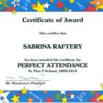 100 Attendance Certificate Template – Klauuuudia Pertaining To Perfect Attendance Certificate Template