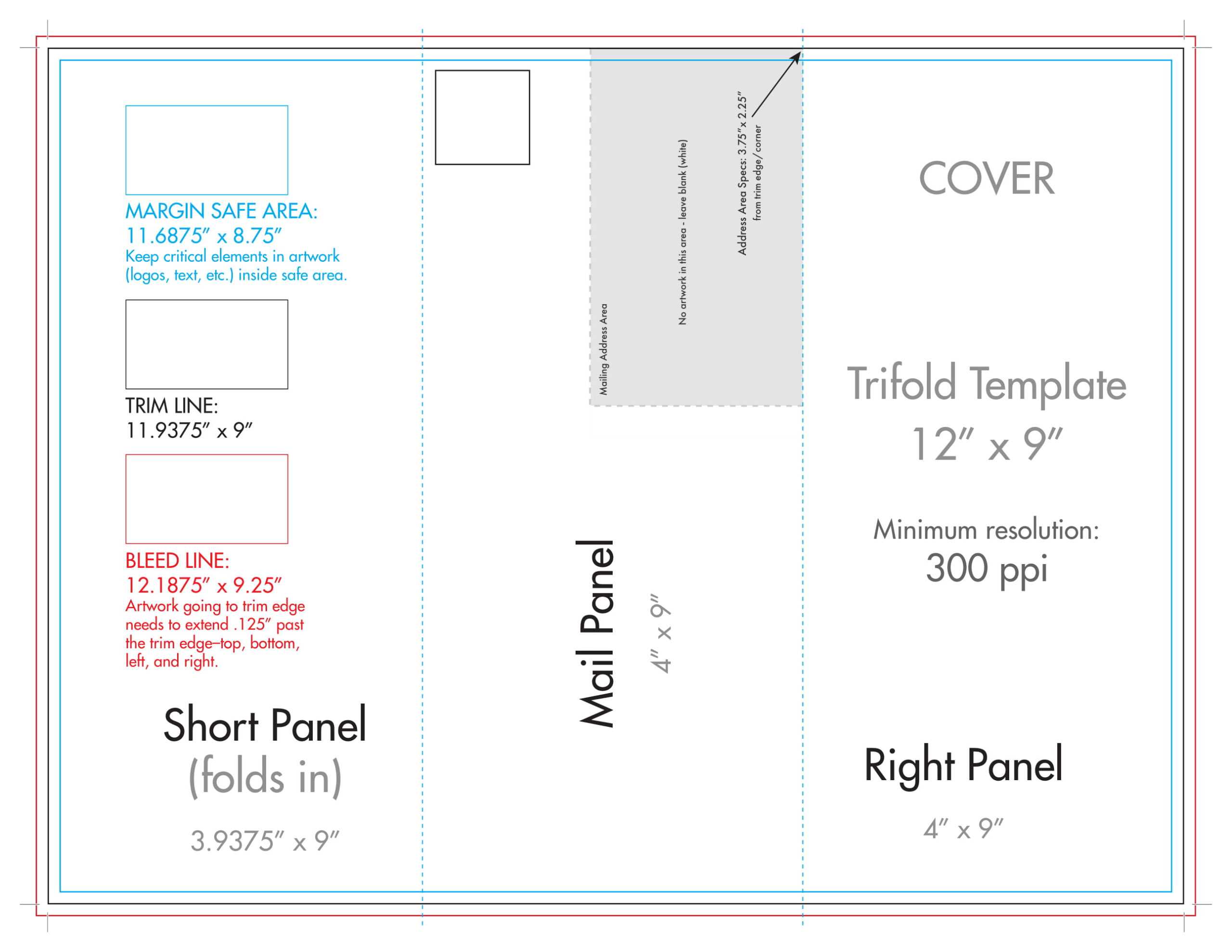 12" X 9" Rack Brochure Template (Tri Fold) - U.s. Press For Three Fold Card Template