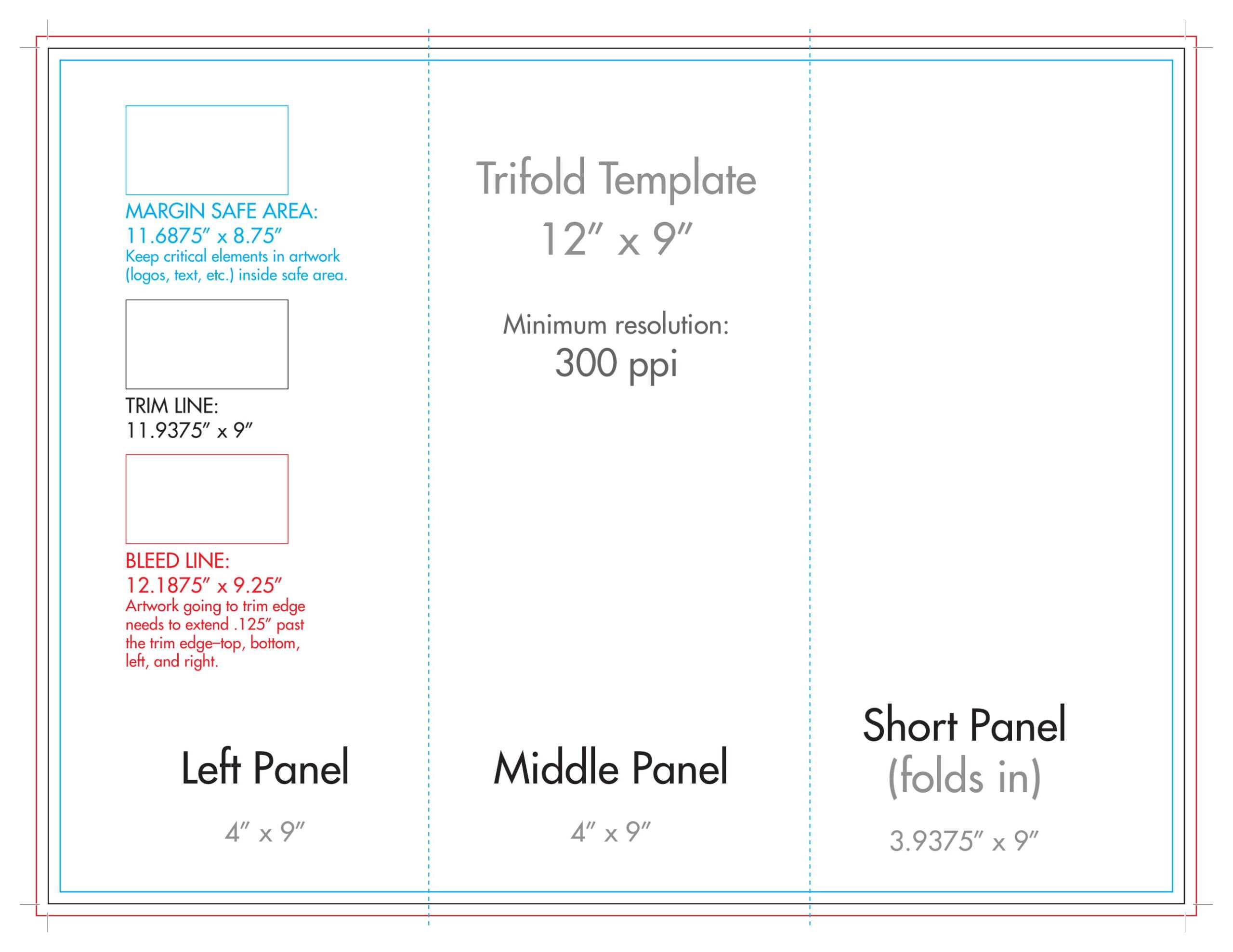 12" X 9" Rack Brochure Template (Tri Fold) – U.s. Press In Three Fold Card Template