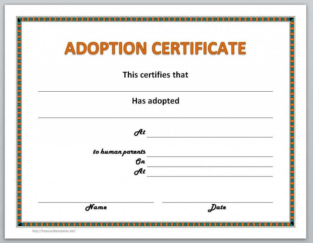 13 Free Certificate Templates For Word » Officetemplate With Regard To Pet Adoption Certificate Template