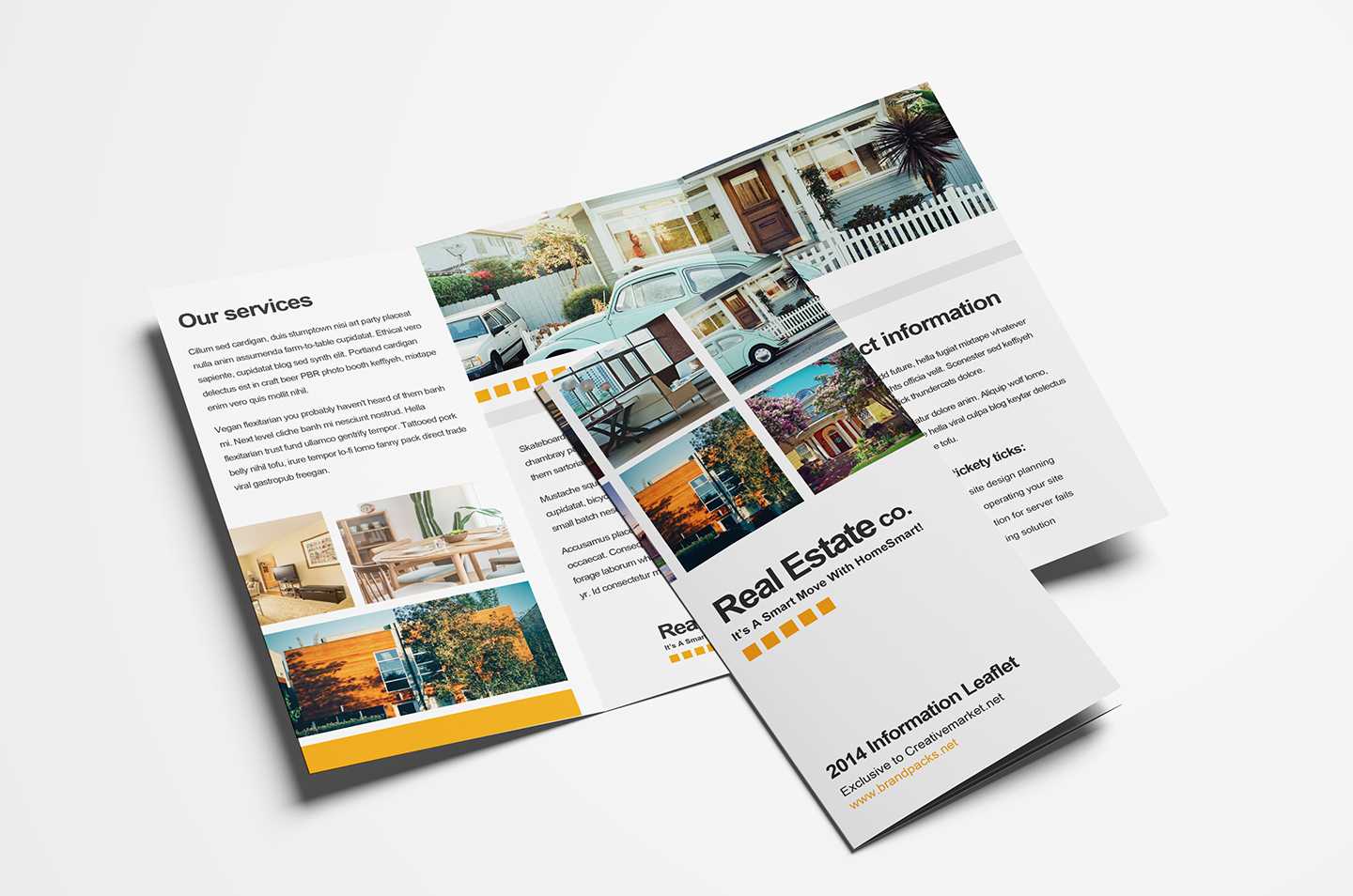 15 Free Tri Fold Brochure Templates In Psd & Vector – Brandpacks For One Sided Brochure Template