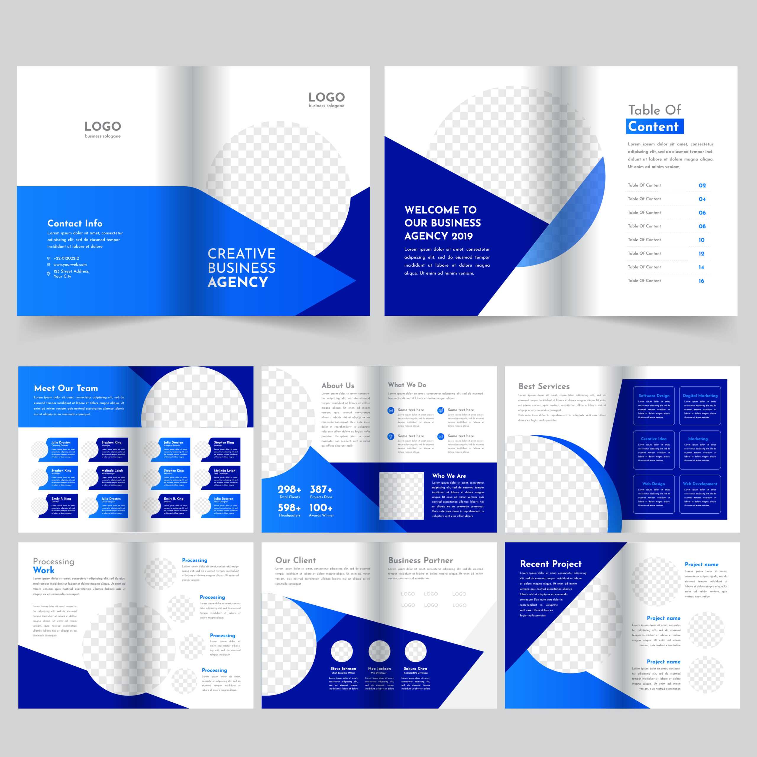 16 Page Business Blue Brochure Template - Download Free For 12 Page Brochure Template