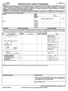 2014-2020 Form Acord 25 Fill Online, Printable, Fillable intended for Certificate Of Insurance Template