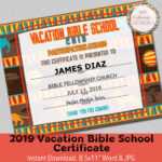 2019 Vbs Certificate, Vacation Bible School, Instant Download – 8.5X11"  Word And Jpg Regarding Vbs Certificate Template