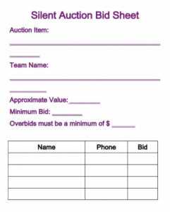 21+ Silent Auction Bid Sheets Free Download | Templates Study in Auction Bid Cards Template