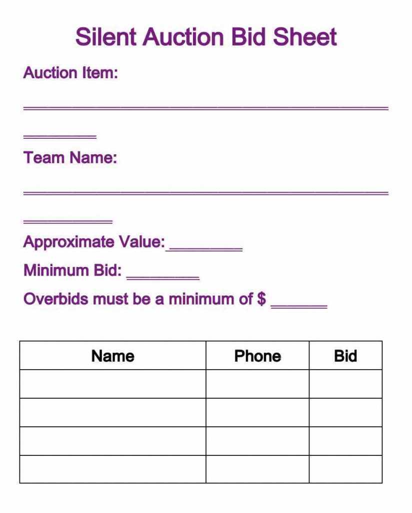 21+ Silent Auction Bid Sheets Free Download | Templates Study In Auction Bid Cards Template