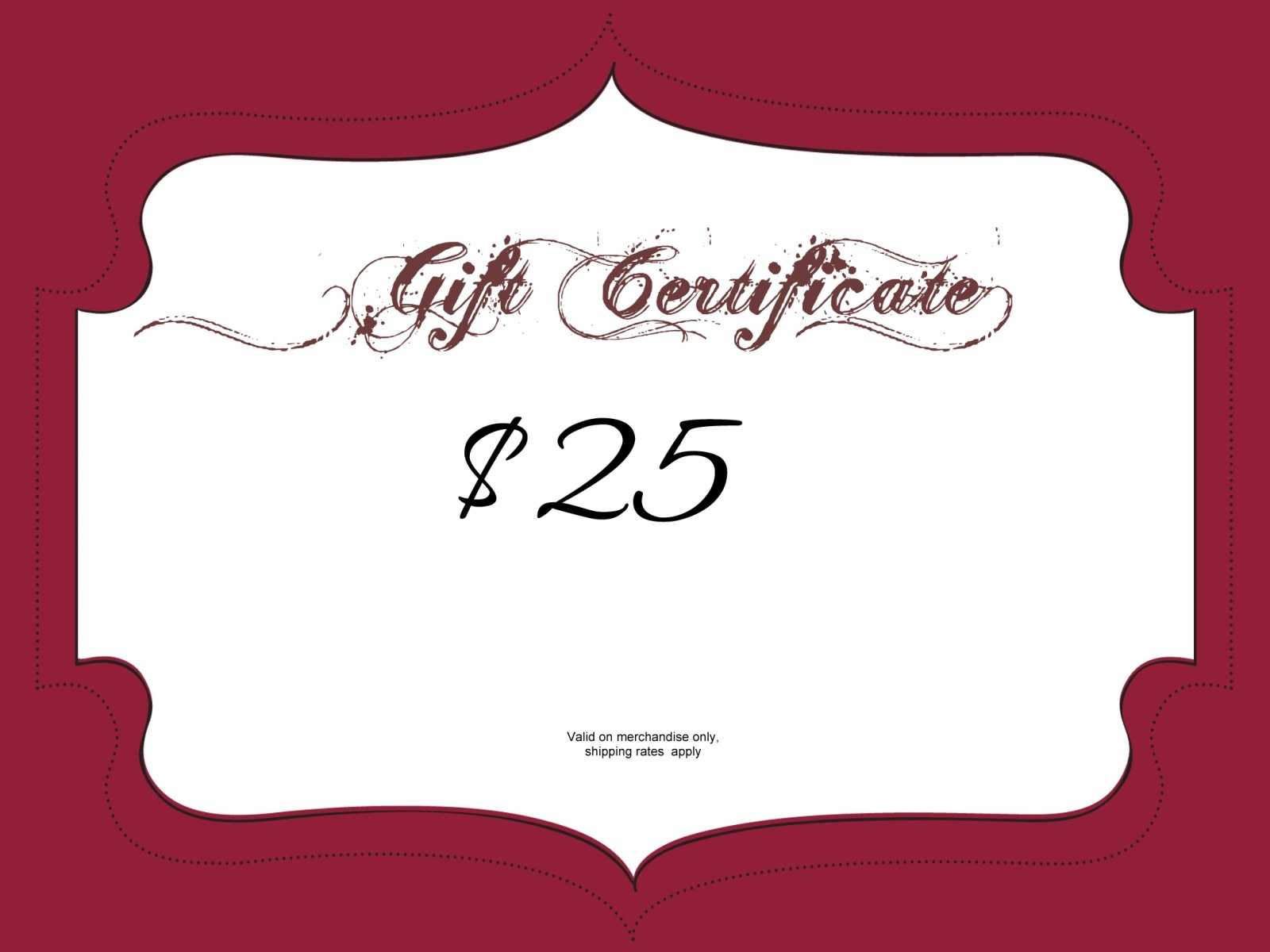 $25 Gift Certificate Template | Certificatetemplategift Inside Mary Kay Gift Certificate Template