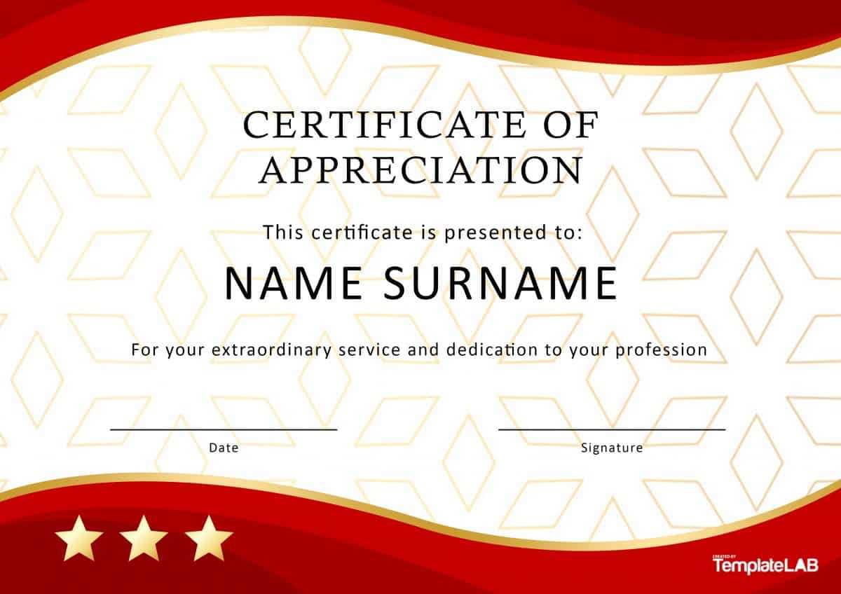 30 Free Certificate Of Appreciation Templates And Letters Inside Certificate Of Service Template Free