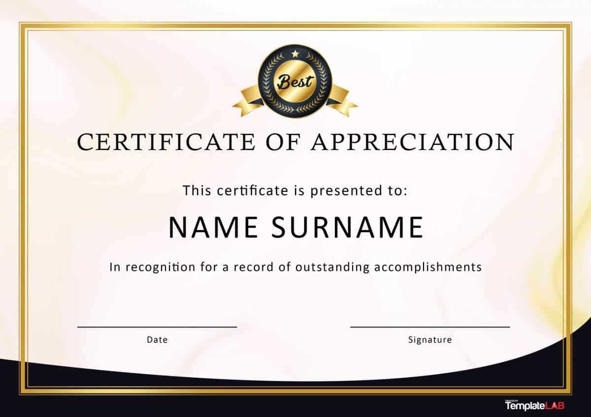 30 Free Certificate Of Appreciation Templates And Letters Inside Volunteer Of The Year Certificate Template