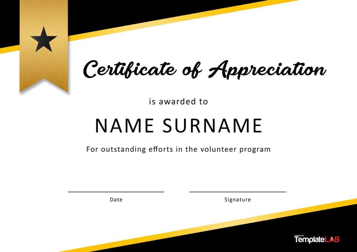 30 Free Certificate Of Appreciation Templates And Letters Pertaining To Volunteer Certificate Template