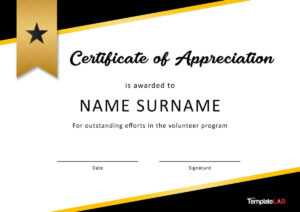 30 Free Certificate Of Appreciation Templates And Letters with regard to Volunteer Of The Year Certificate Template