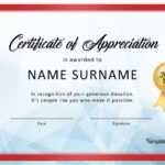 30 Free Certificate Of Appreciation Templates And Letters Within Donation Certificate Template