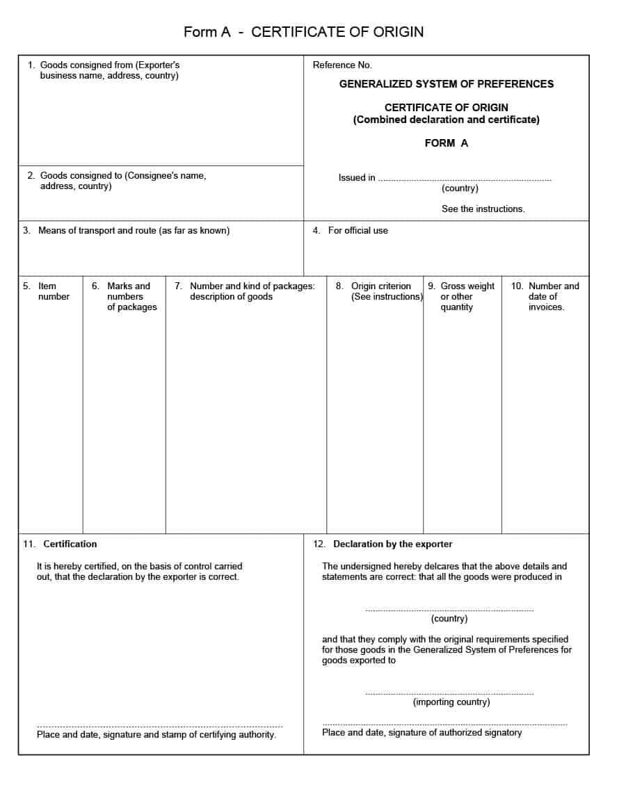 30 Printable Certificate Of Origin Templates (100% Free) ᐅ With Nafta Certificate Template