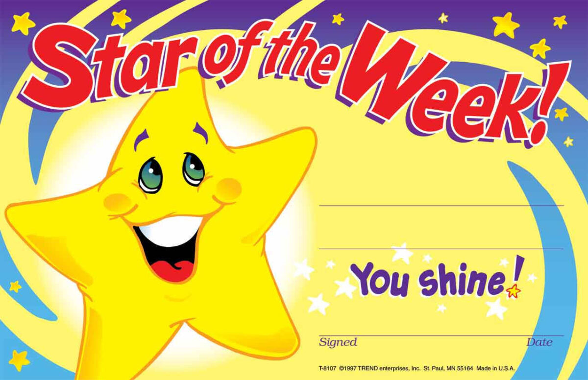 30 Star Of The Week Certificates Recognition Teacher Award Pad In Star