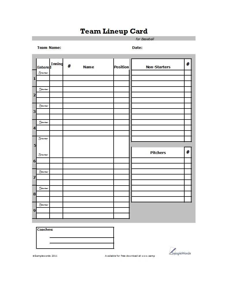 33 Printable Baseball Lineup Templates [Free Download] ᐅ Pertaining To Free Baseball Lineup Card Template