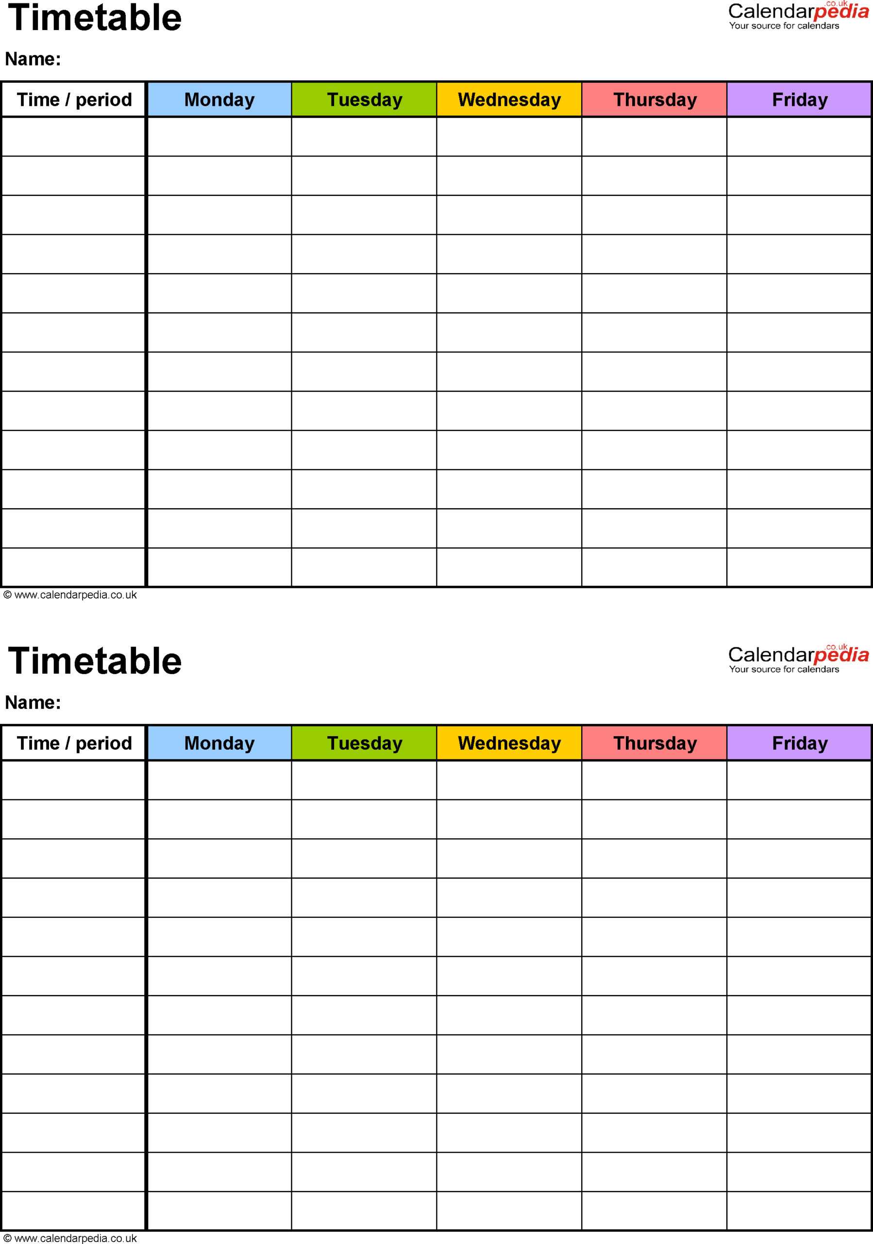 35 Printable Blank Weekly Class Schedule Template In Intended For Usmc Meal Card Template