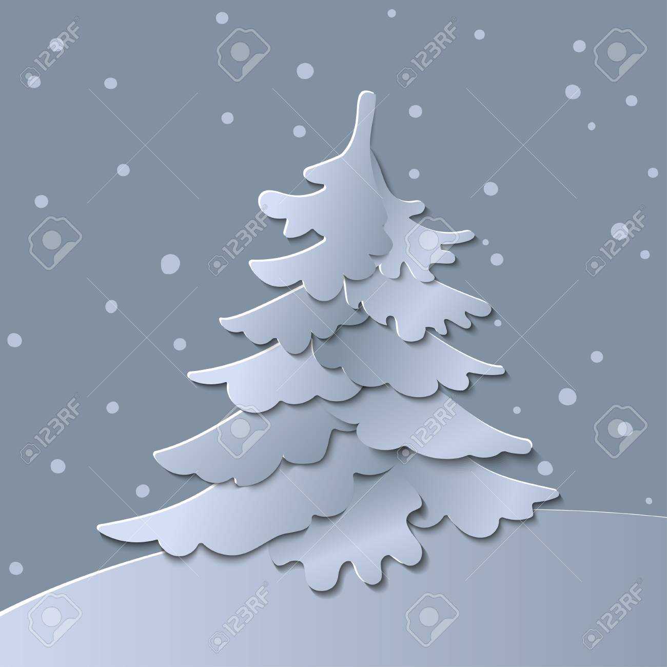3D Abstract Paper Cut Illustration Of Christmas Tree. Vector.. Pertaining To 3D Christmas Tree Card Template