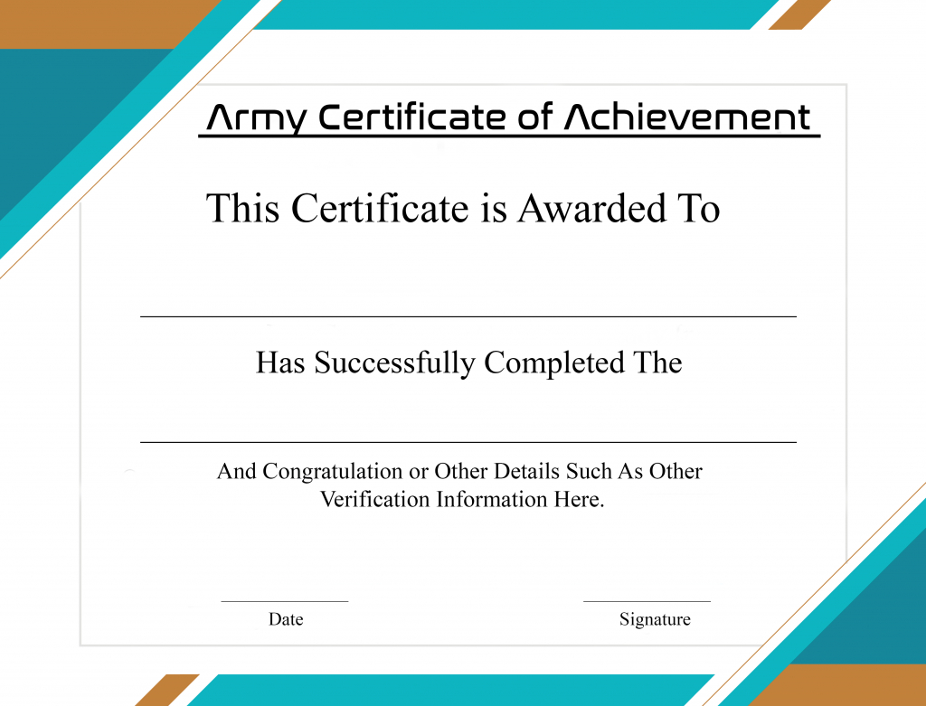 4+ Free Printable Certificate Of Achievement | Certificate In Certificate Of Achievement Army Template