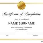 40 Fantastic Certificate Of Completion Templates [Word with Free Printable Certificate Of Achievement Template