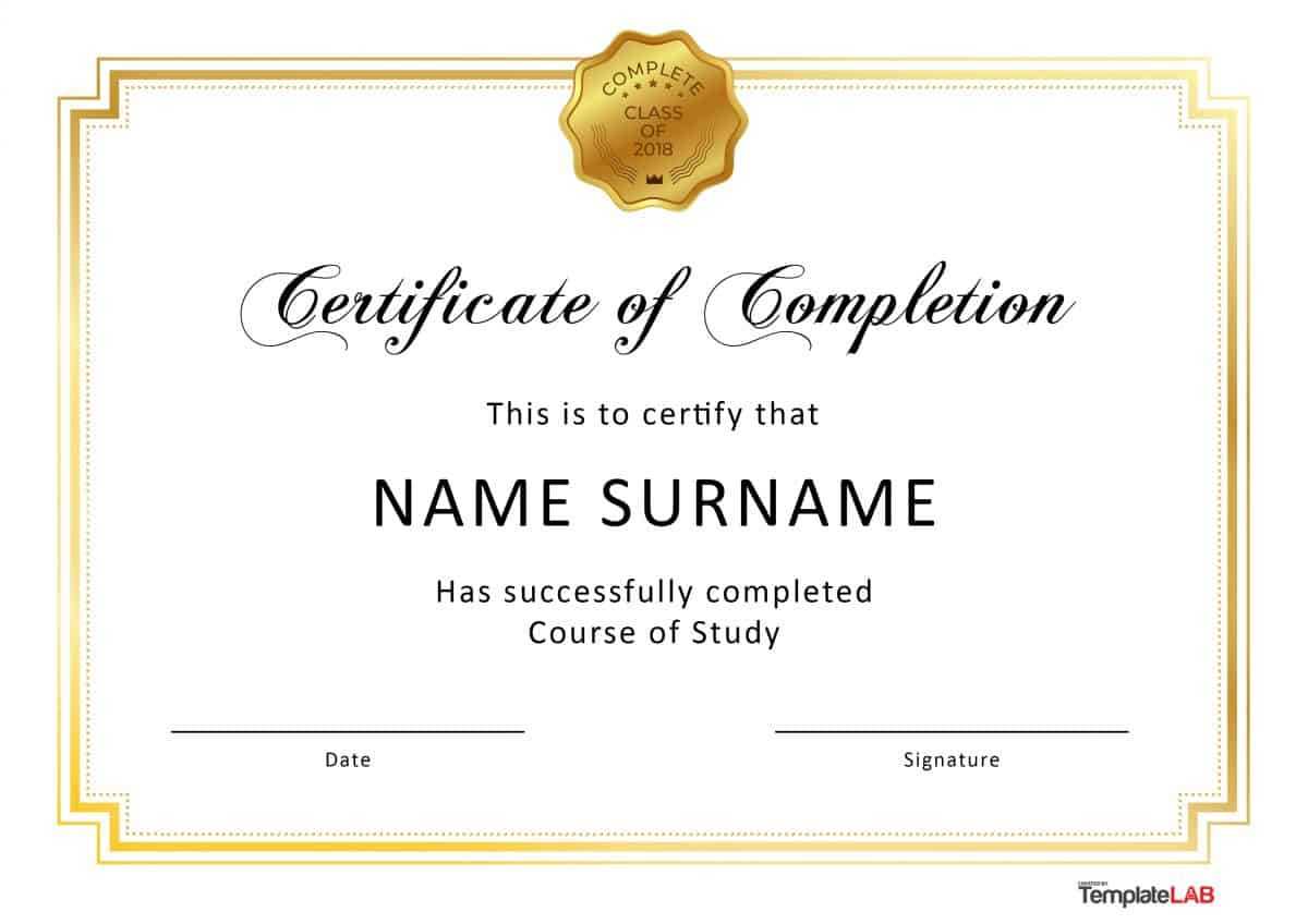 40 Fantastic Certificate Of Completion Templates [Word With Free Printable Certificate Of Achievement Template