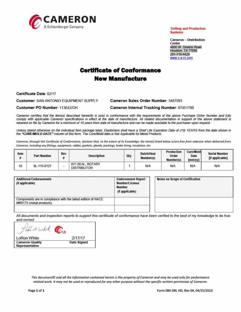 40 Free Certificate Of Conformance Templates & Forms ᐅ throughout