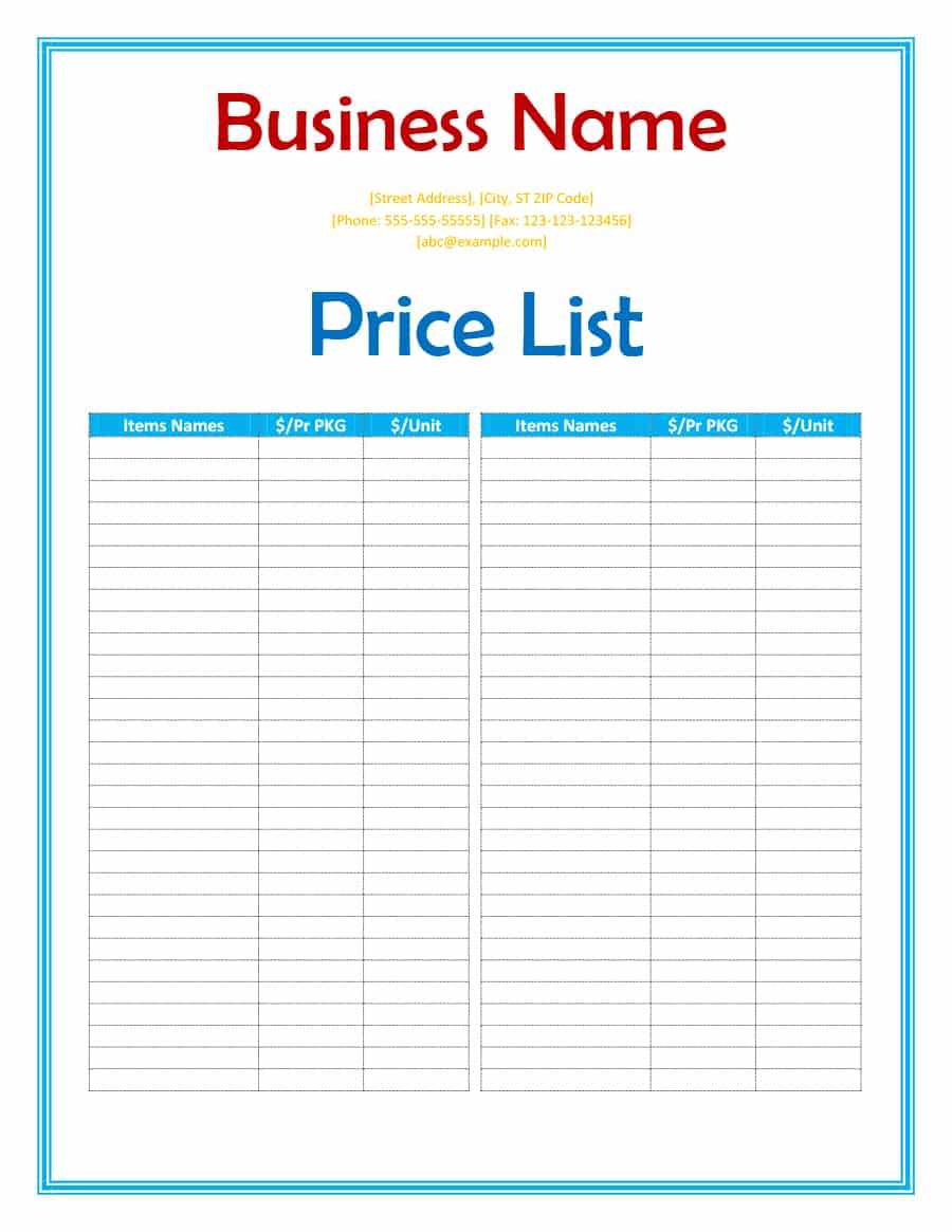 40 Free Price List Templates (Price Sheet Templates) ᐅ With Regard To Rate Card Template Word