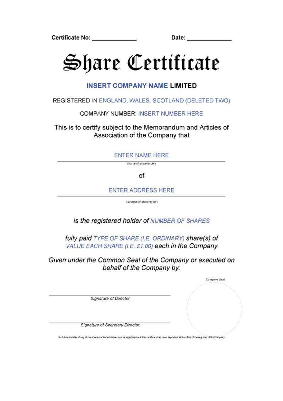 40+ Free Stock Certificate Templates (Word, Pdf) ᐅ Templatelab Pertaining To Corporate Share Certificate Template