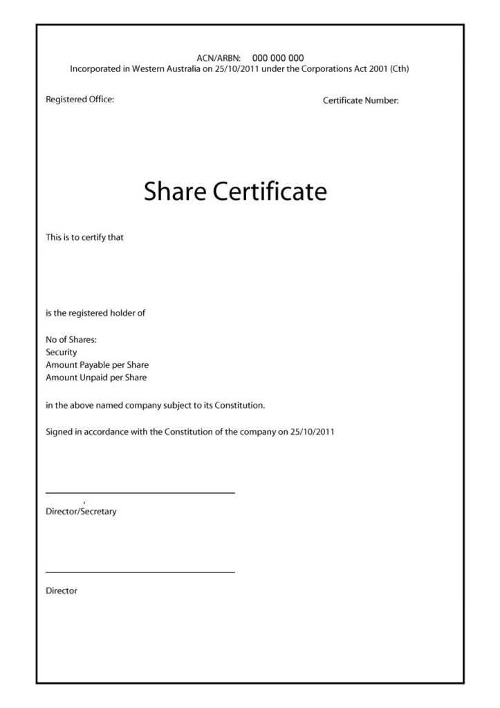 Blank Share Certificate Template Free - Best Business Templates