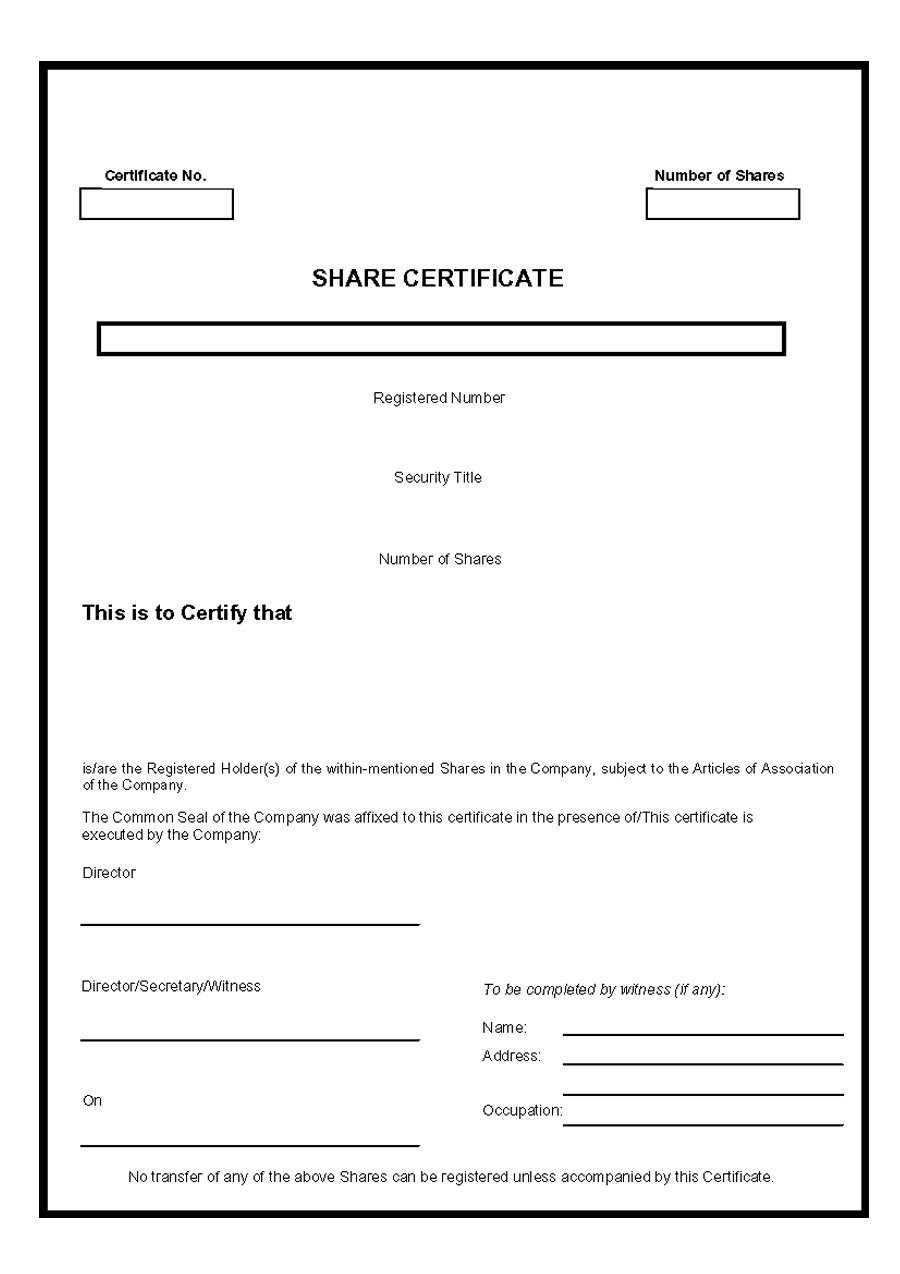 40+ Free Stock Certificate Templates (Word, Pdf) ᐅ Templatelab Throughout Corporate Share Certificate Template