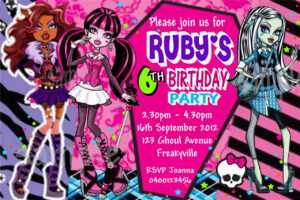 40Th Birthday Ideas: Birthday Invitation Templates Monster High inside Monster High Birthday Card Template