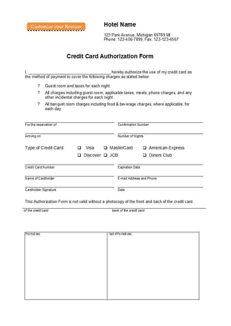 41 Credit Card Authorization Forms Templates {Ready To Use} For Credit Card Authorisation Form Template Australia