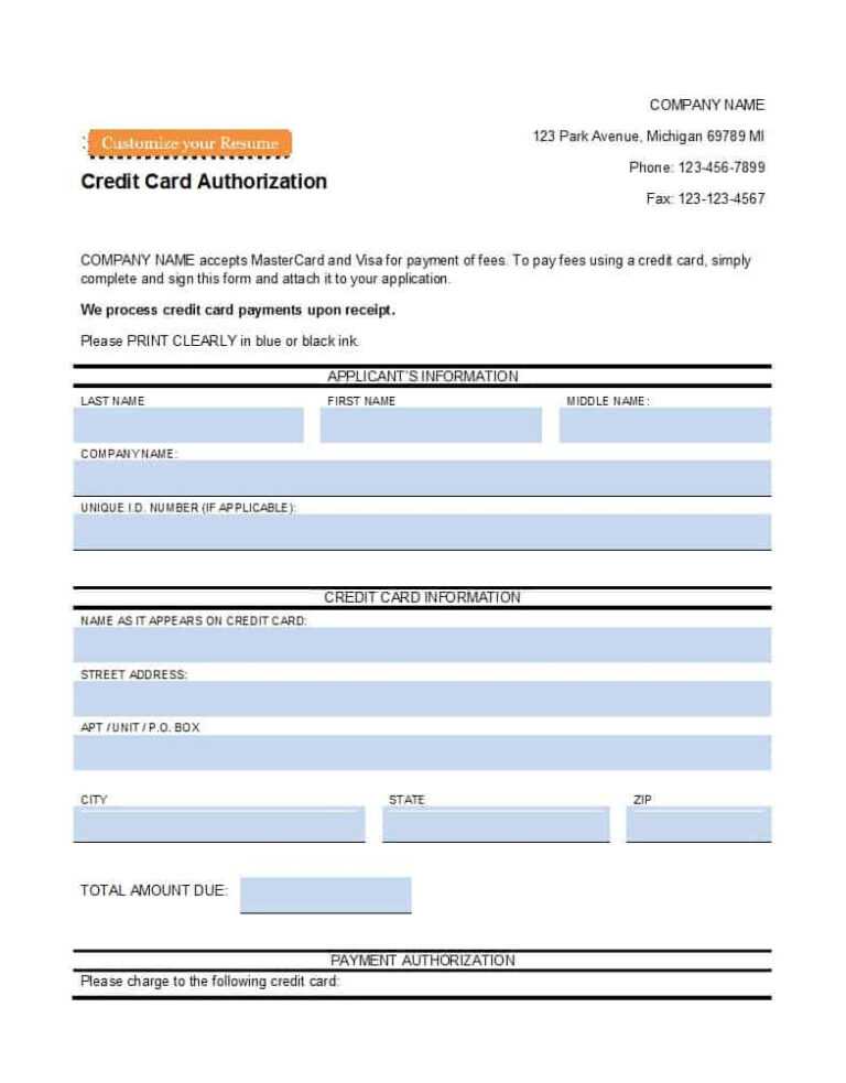41 Credit Card Authorization Forms Templates {ReadyToUse} inside