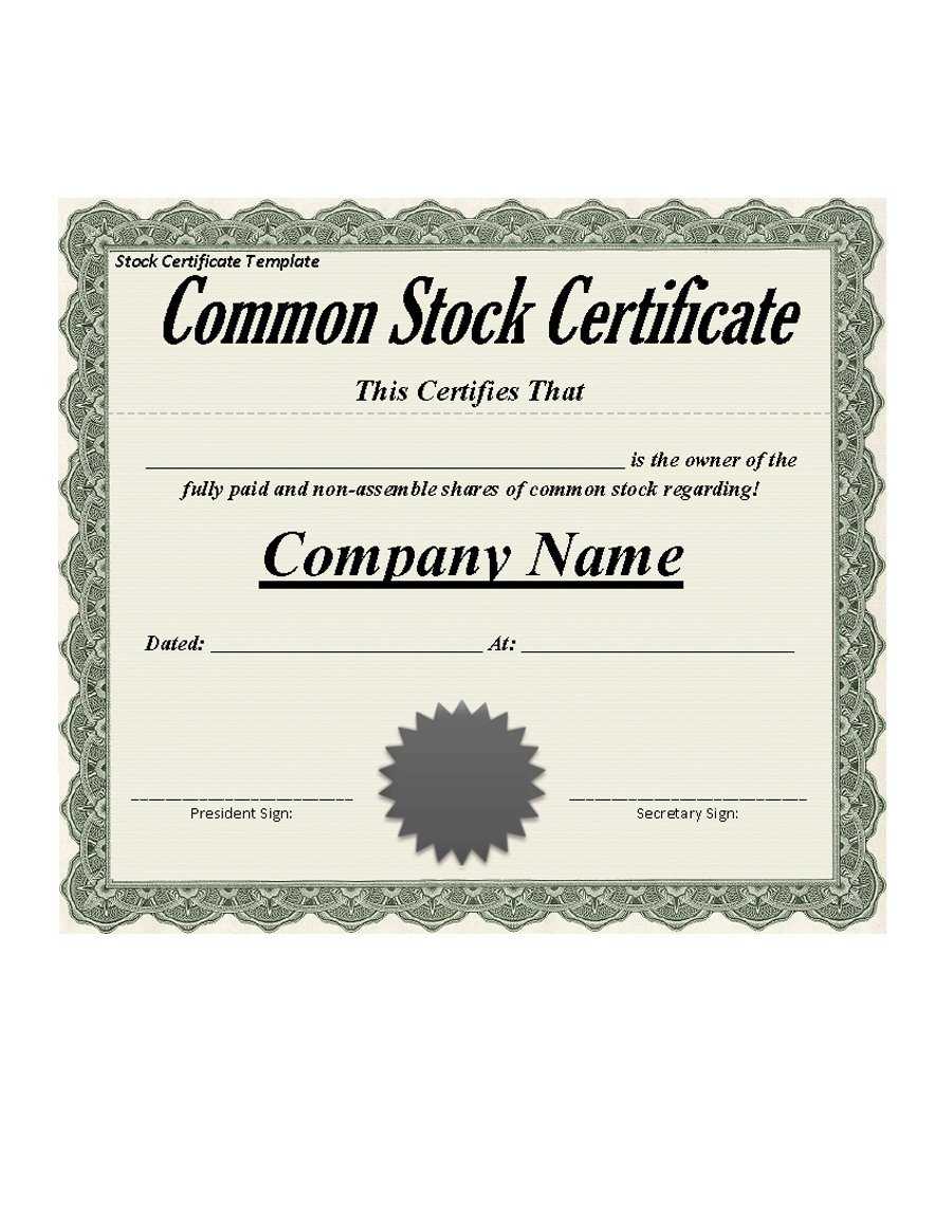 41 Free Stock Certificate Templates (Word, Pdf) - Free With Regard To Stock Certificate Template Word