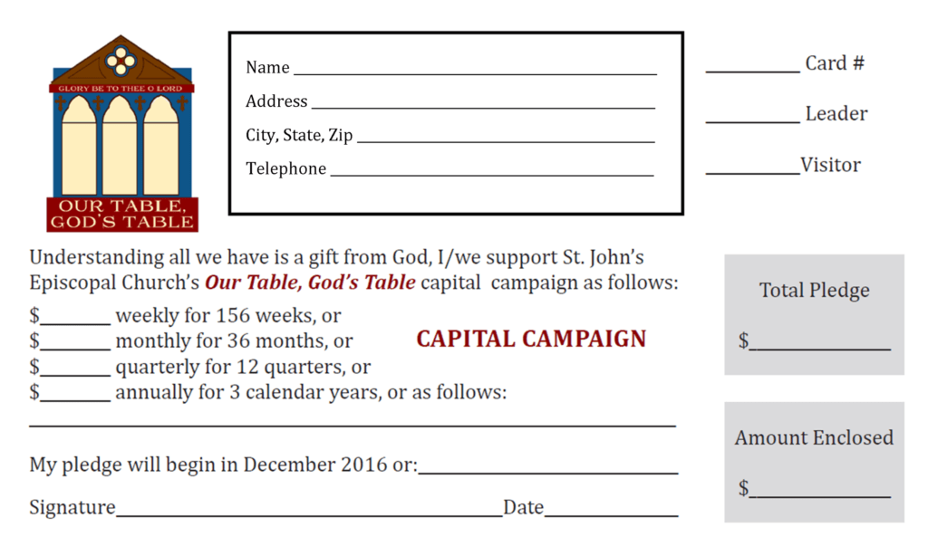 Building Fund Pledge Card Template