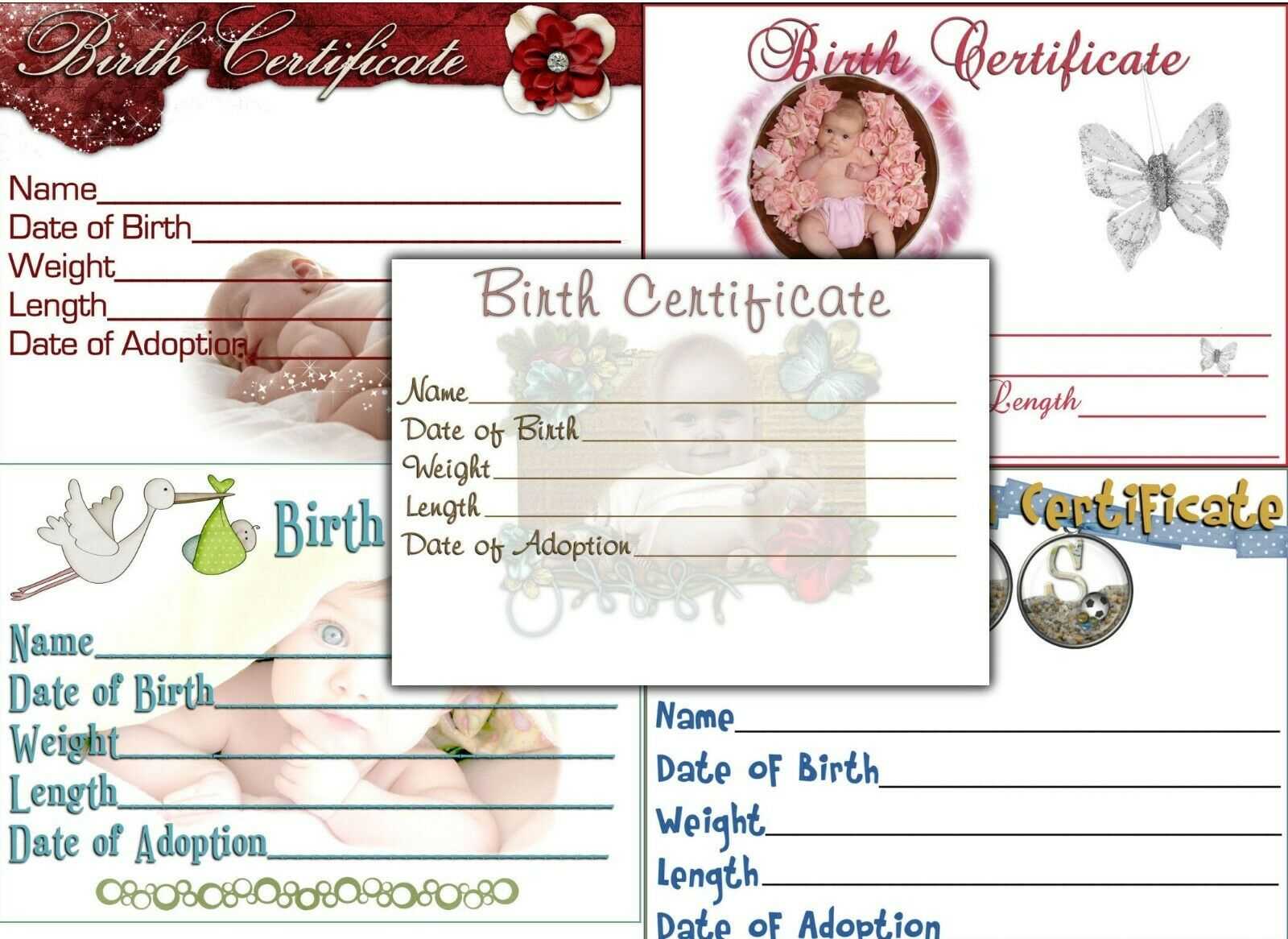 5 Reborn Baby #1 "print Yourself" Birth Certificate Graphics Unlimited You  Print In Baby Doll Birth Certificate Template