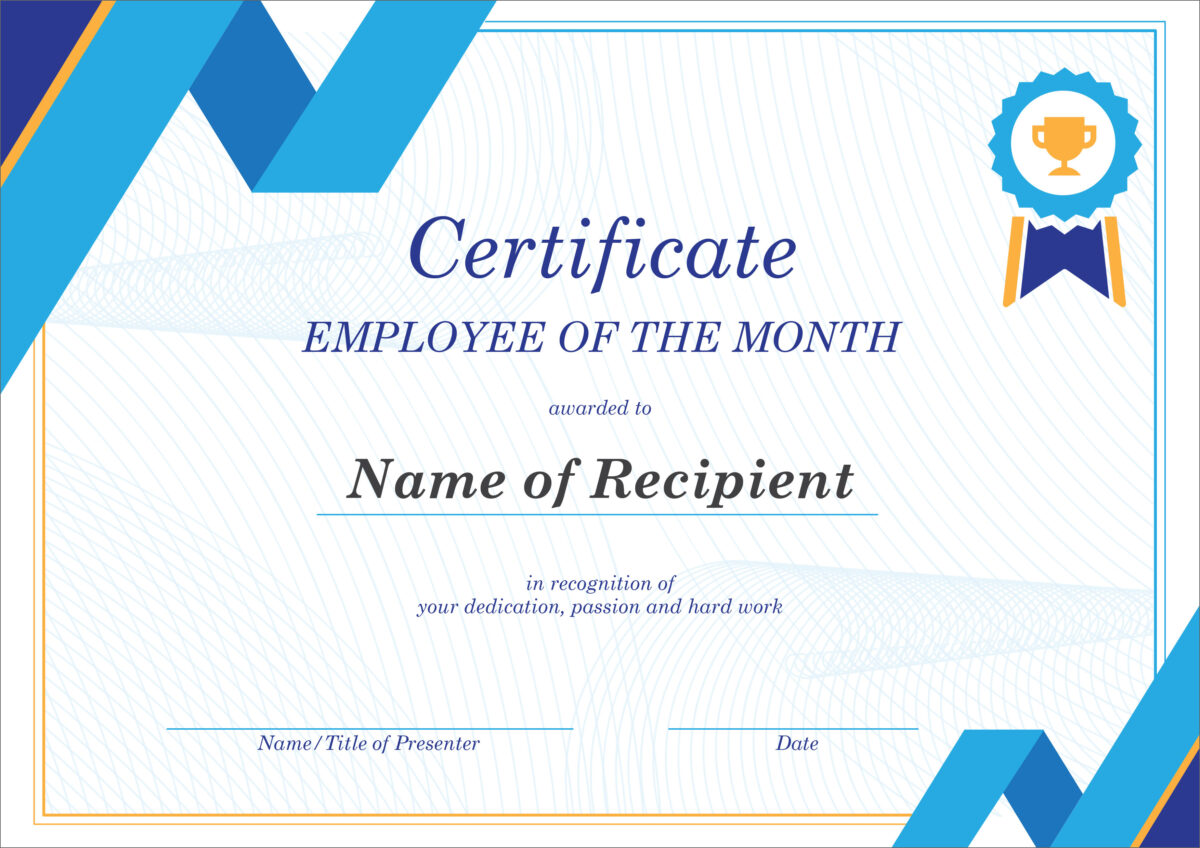 50 Free Creative Blank Certificate Templates In Psd In Employee Of The Month Certificate