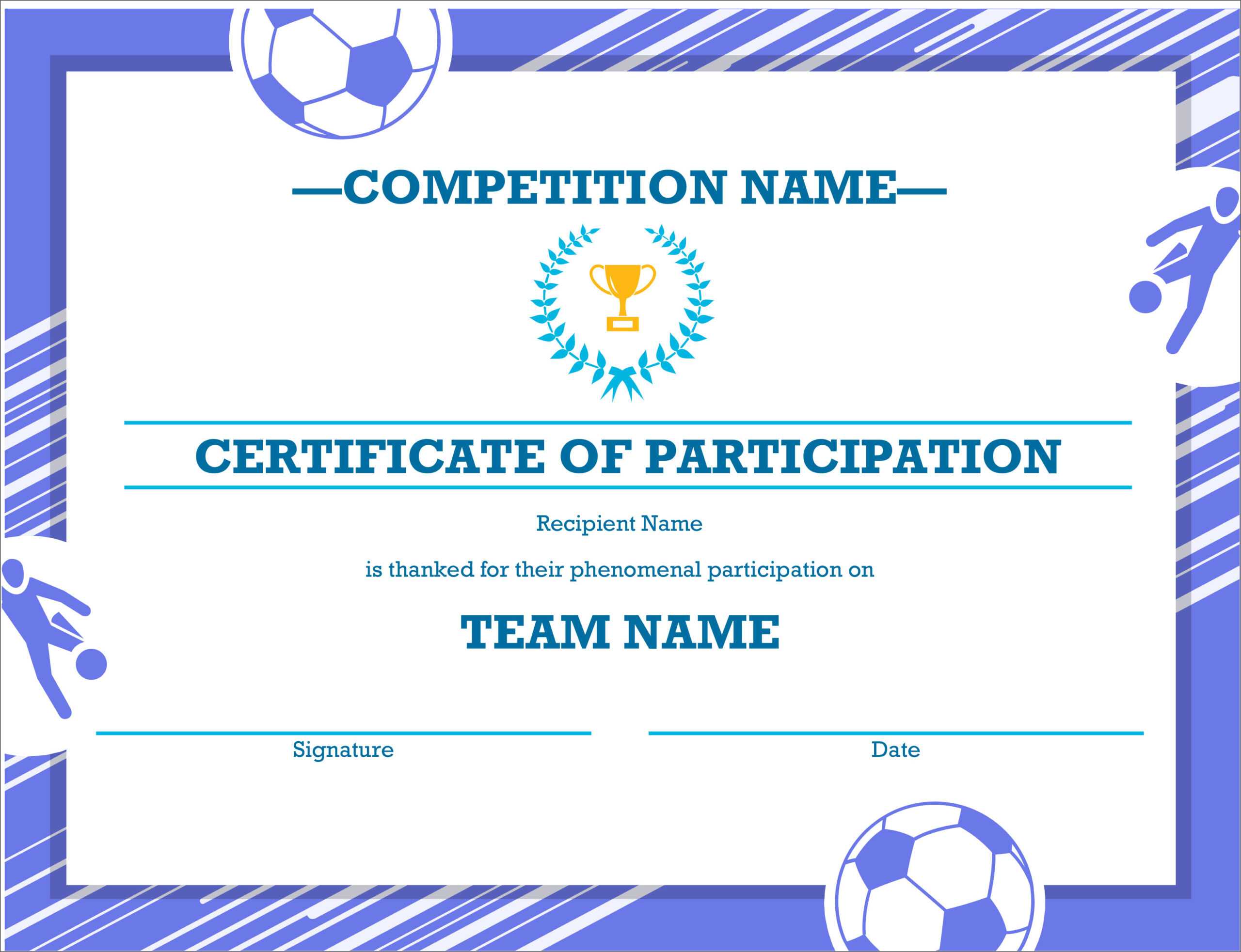 50 Free Creative Blank Certificate Templates In Psd With Soccer Award Certificate Templates Free