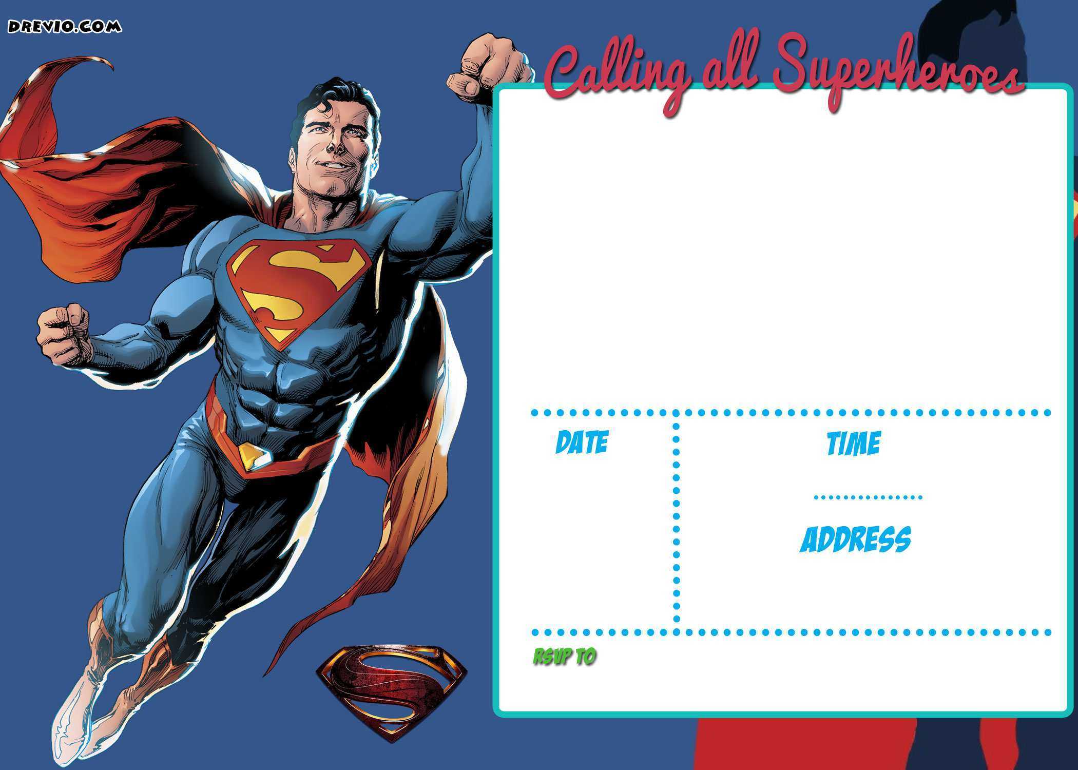 52 Blank Superman Birthday Invitation Template Photo For Pertaining To Superman Birthday Card Template