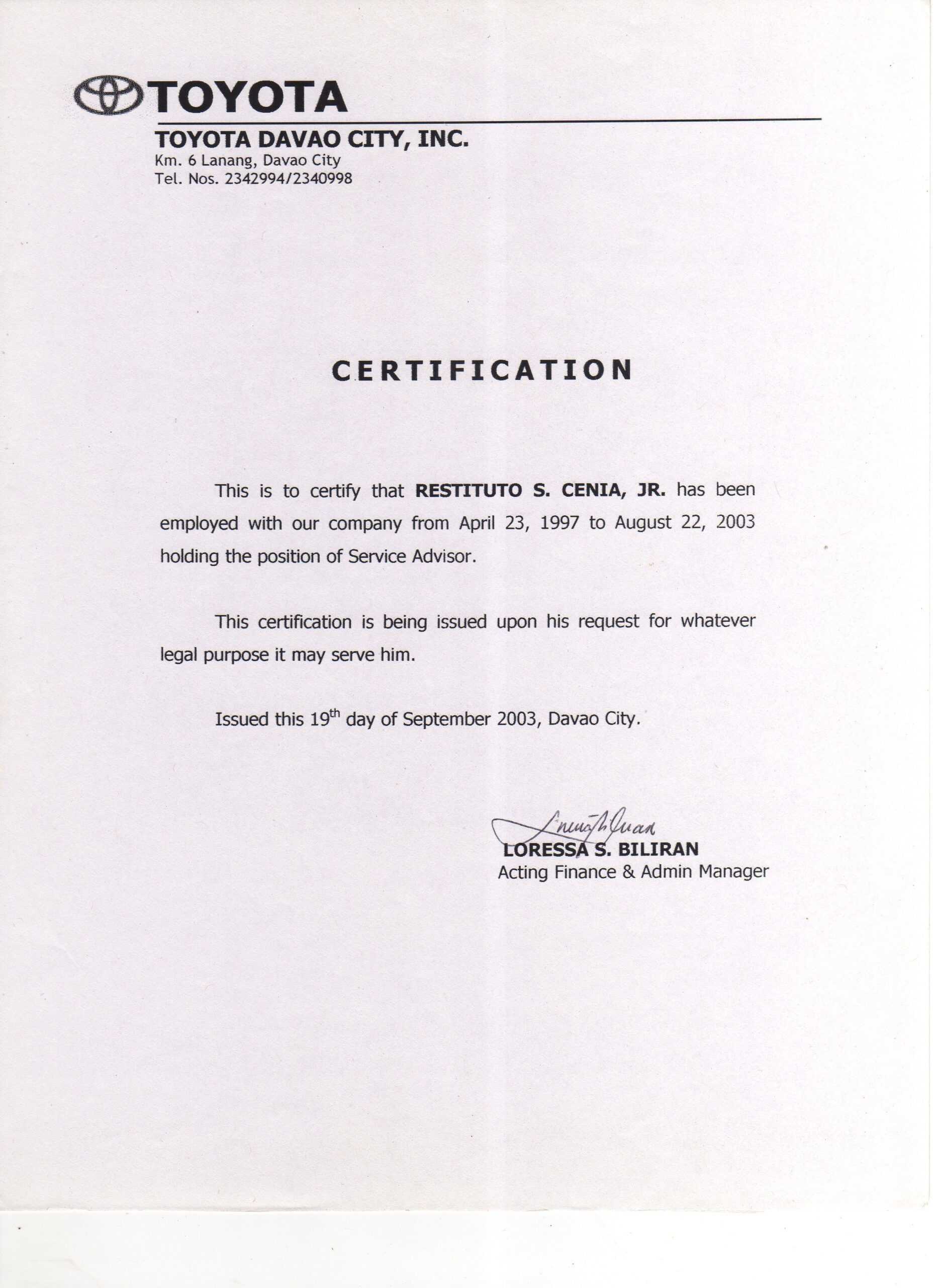 5563 Salary Certificate Letter Sample Certificatezet For Template Of Certificate Of Employment