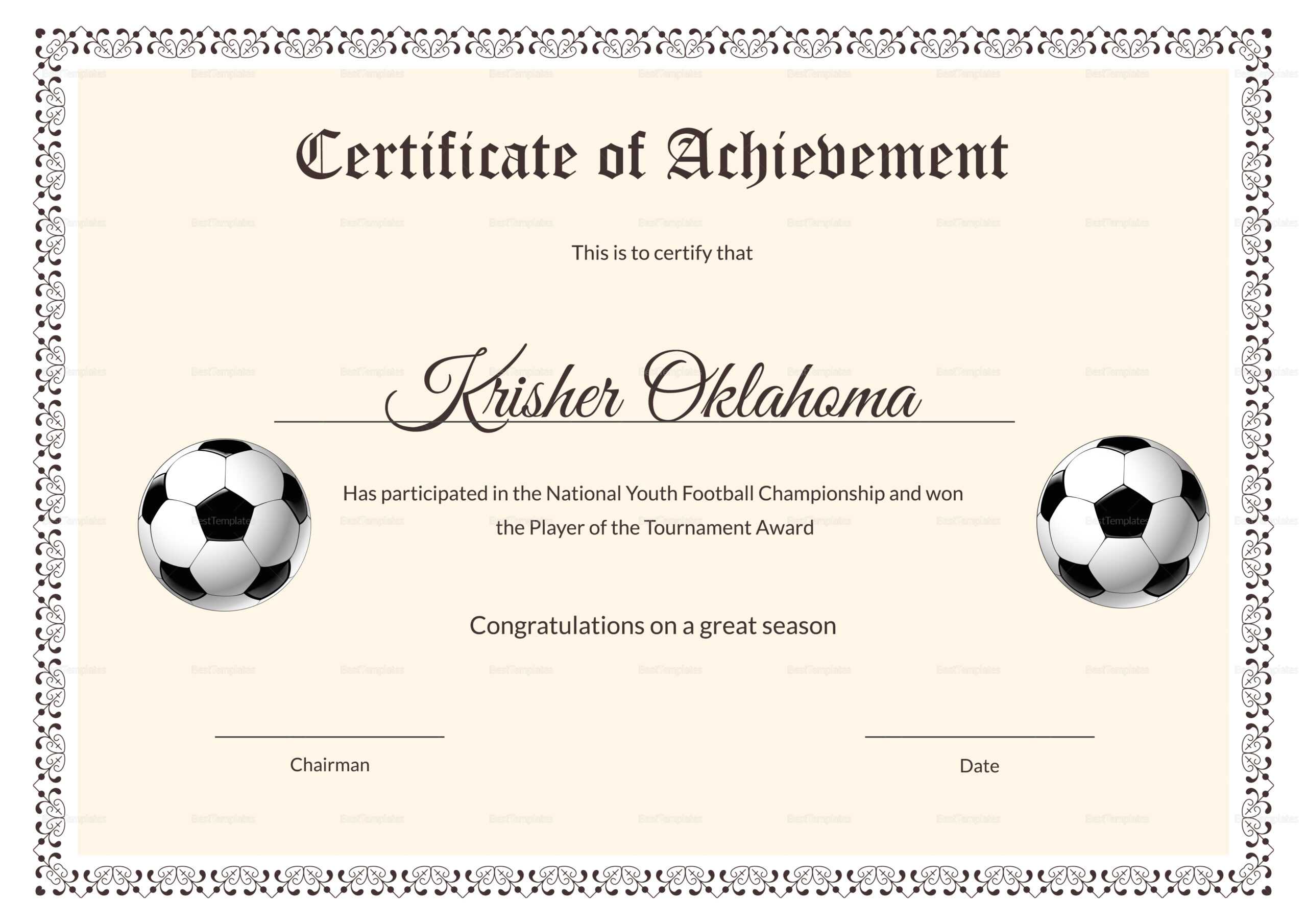 62A11 Soccer Award Certificates | Wiring Library Within Football Certificate Template