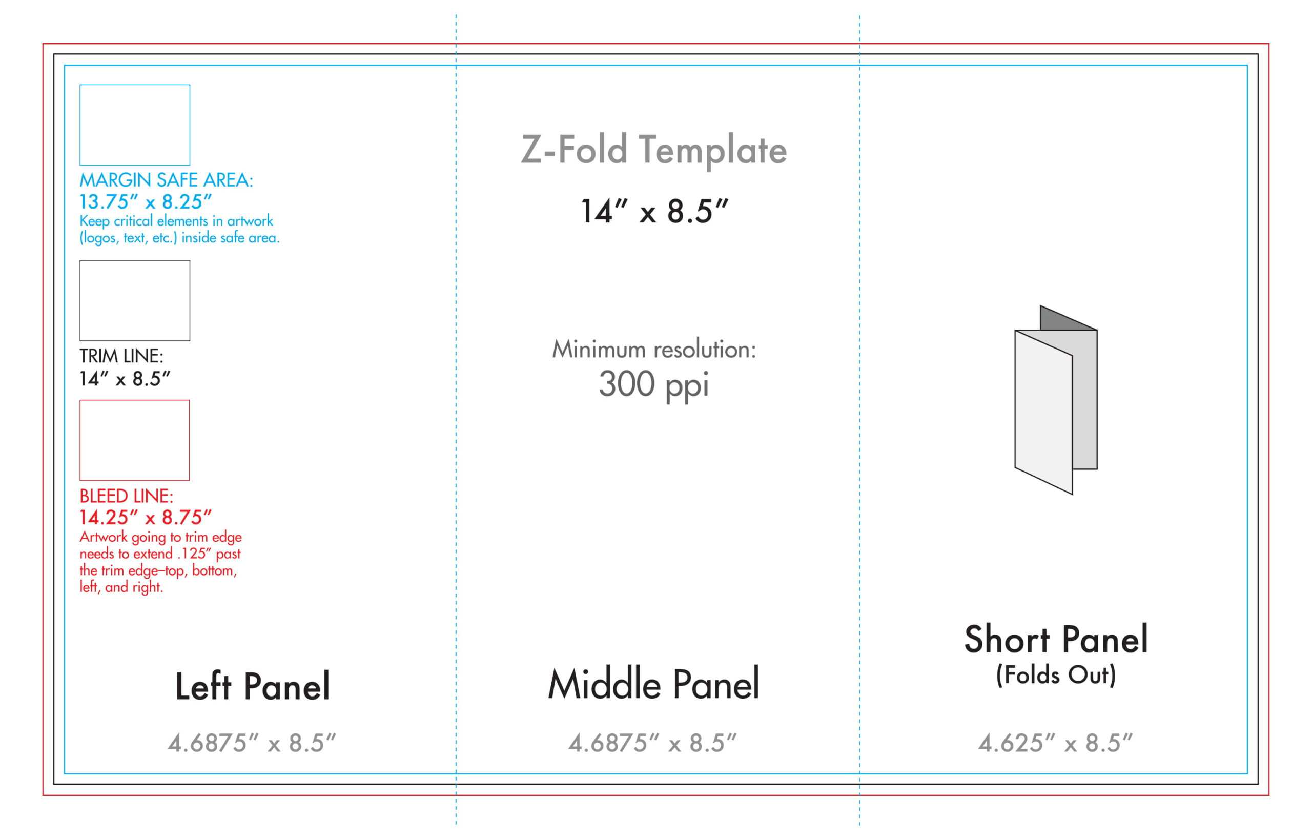 8.5" X 14" Z Fold Brochure Template – U.s. Press Inside Brochure Folding Templates