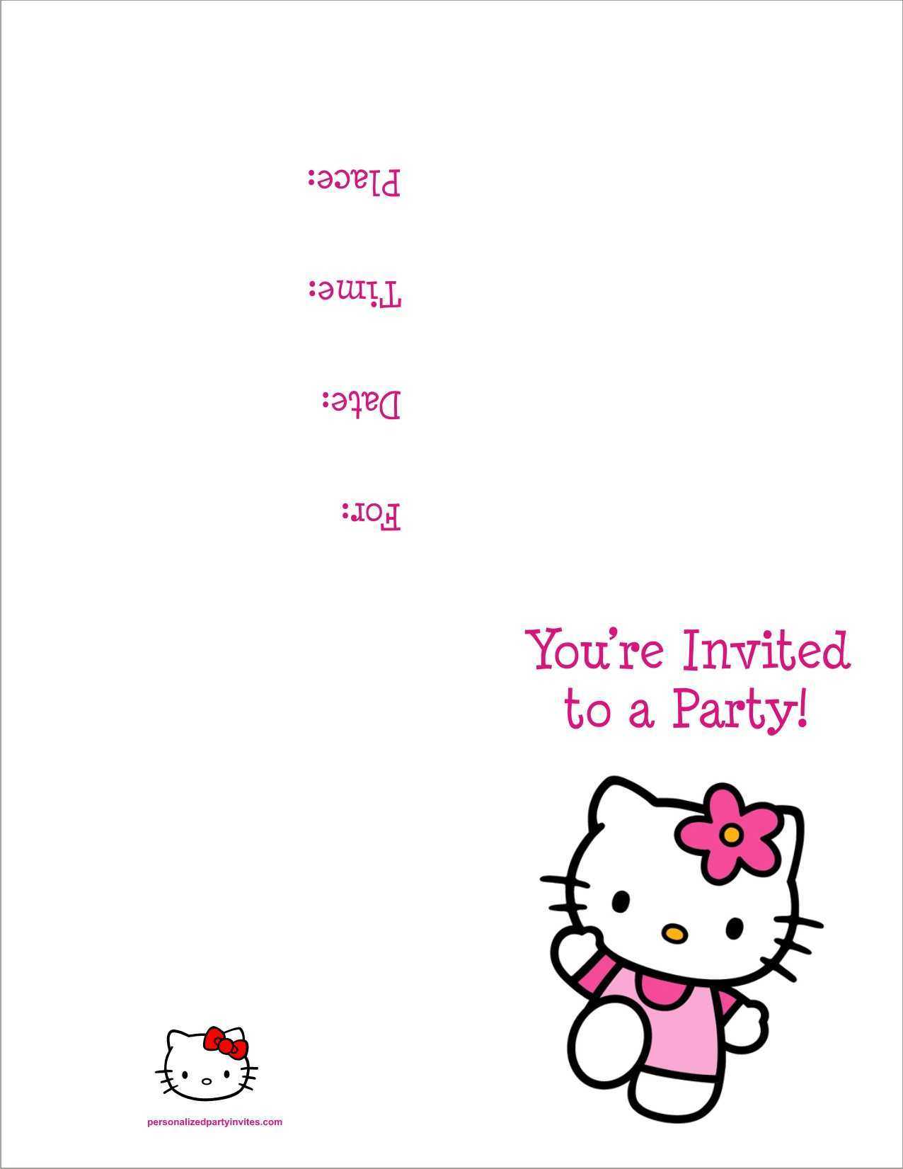 85 Visiting 7Th Birthday Invitation Template Hello Kitty For Intended For Hello Kitty Birthday Card Template Free