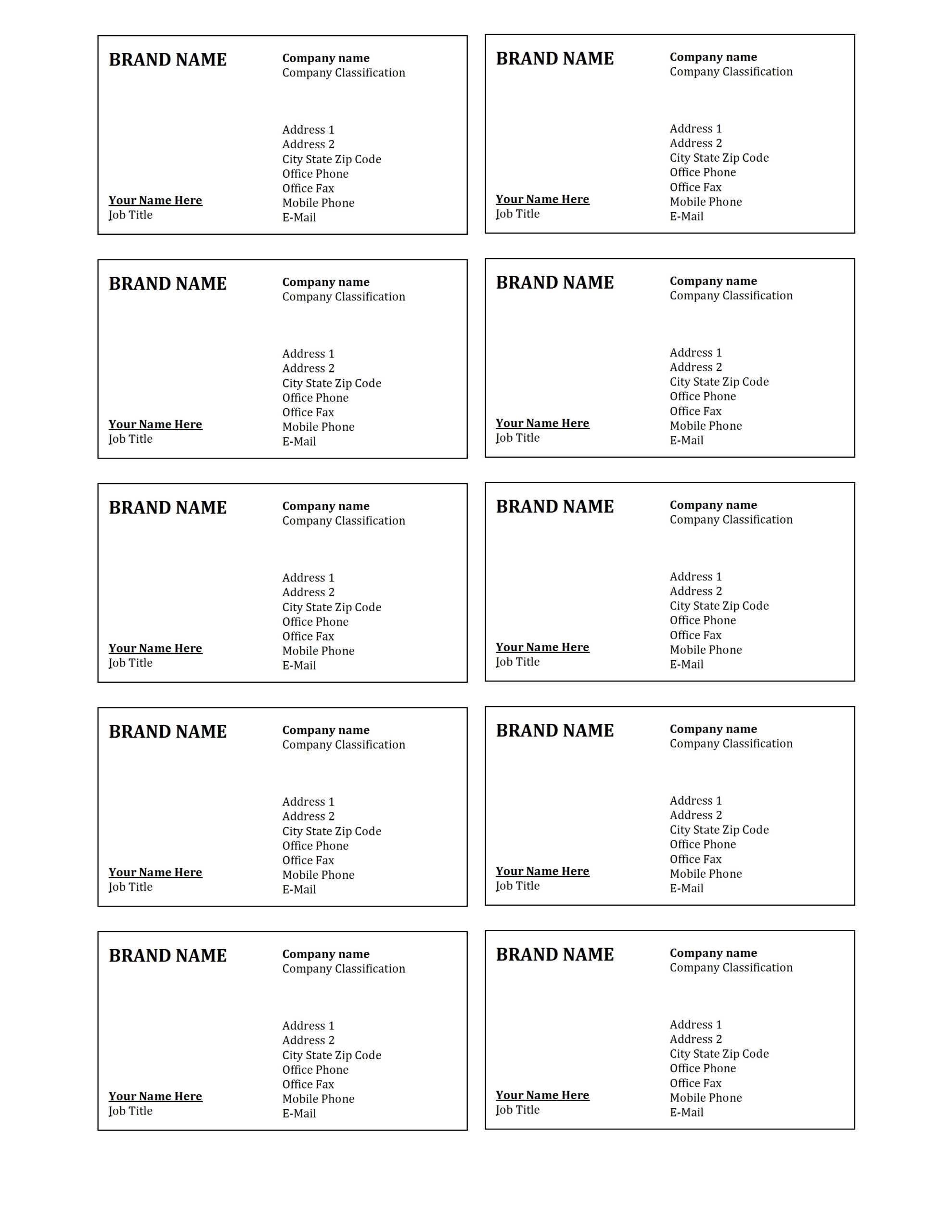 9 Visiting Card Sheet Templates | Fax Cover Sheet Examples Regarding Blank Business Card Template Microsoft Word