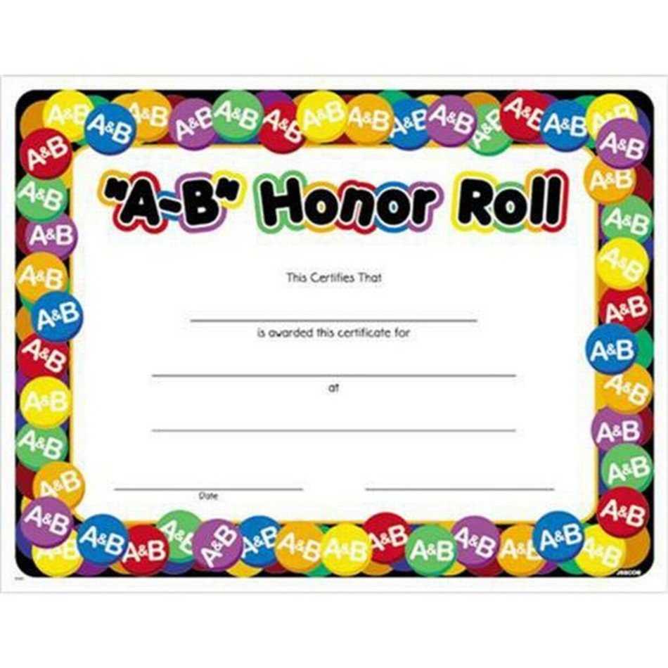 A B Honor Roll Certificate Template Free Image With Regard To Honor Roll Certificate Template