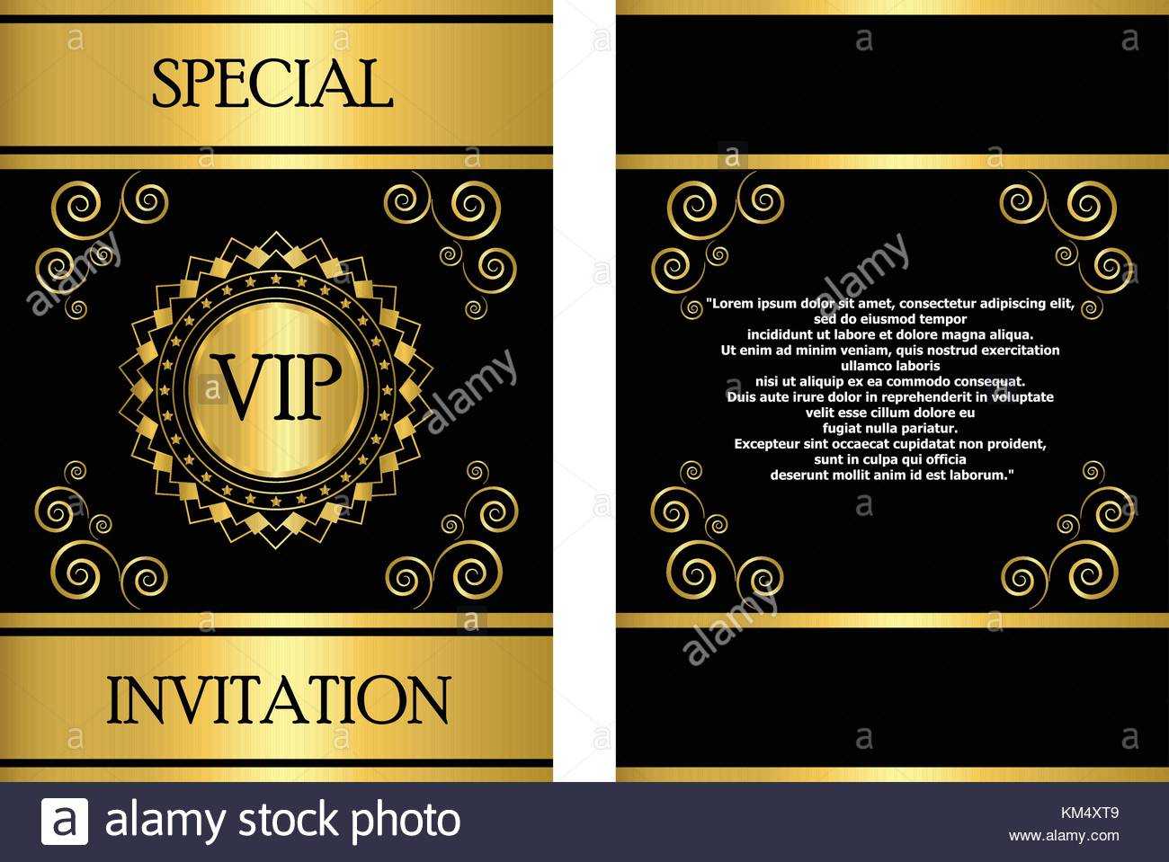 A Golden Vip Invitation Card Template That Can Be Used For Inside Event Invitation Card Template