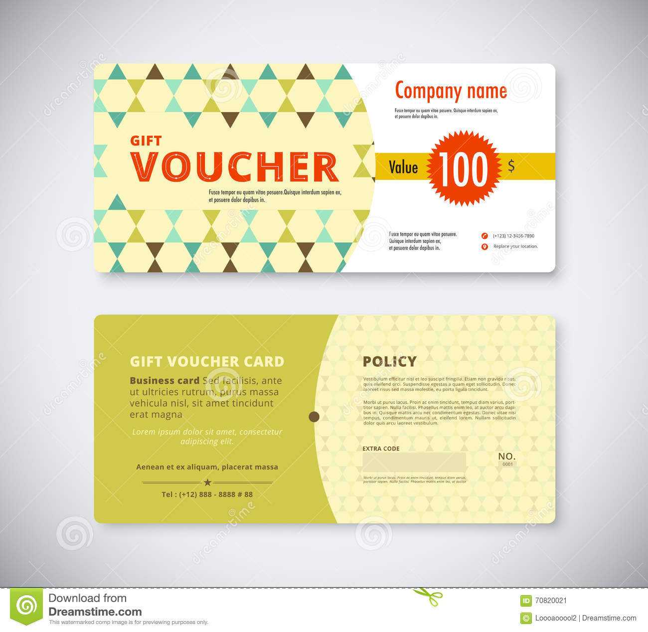 Abstract Gift Voucher Template Card. Business Voucher Card With Company Gift Certificate Template